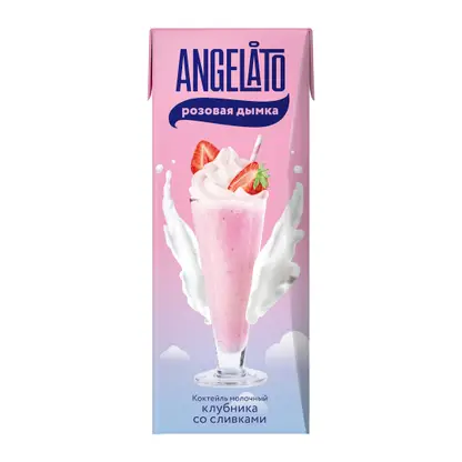 Изображение товара Молочный коктейль со вкусом Клубника со сливками Angelato 2% 200г