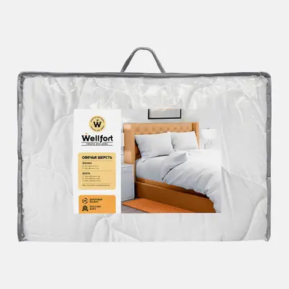 Одеяло евро Овечья шерсть Wellfort белое 200*220см