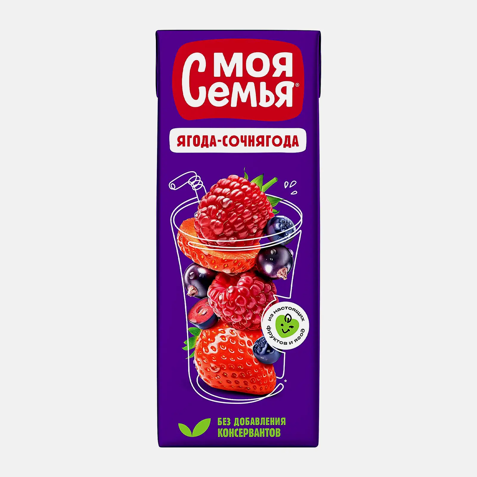 Напиток сокосодержащий Ягода-Сочнягода Моя семья 200мл Напиток сокосодержащий Ягода-Сочнягода Моя семья 200мл