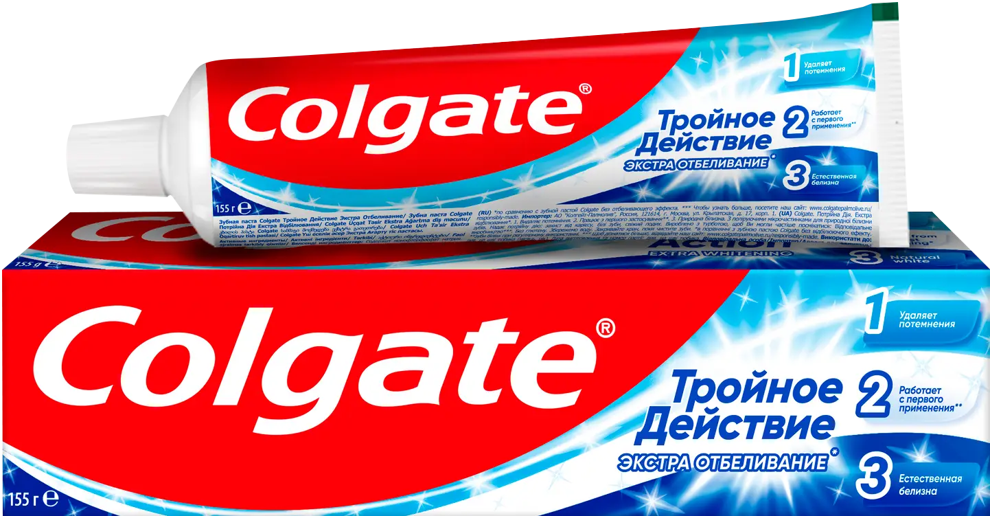 Зубная паста Colgate Тройное действие Экстра отбеливание 100мл — в каталоге  на сайте сети Магнит | Краснодар