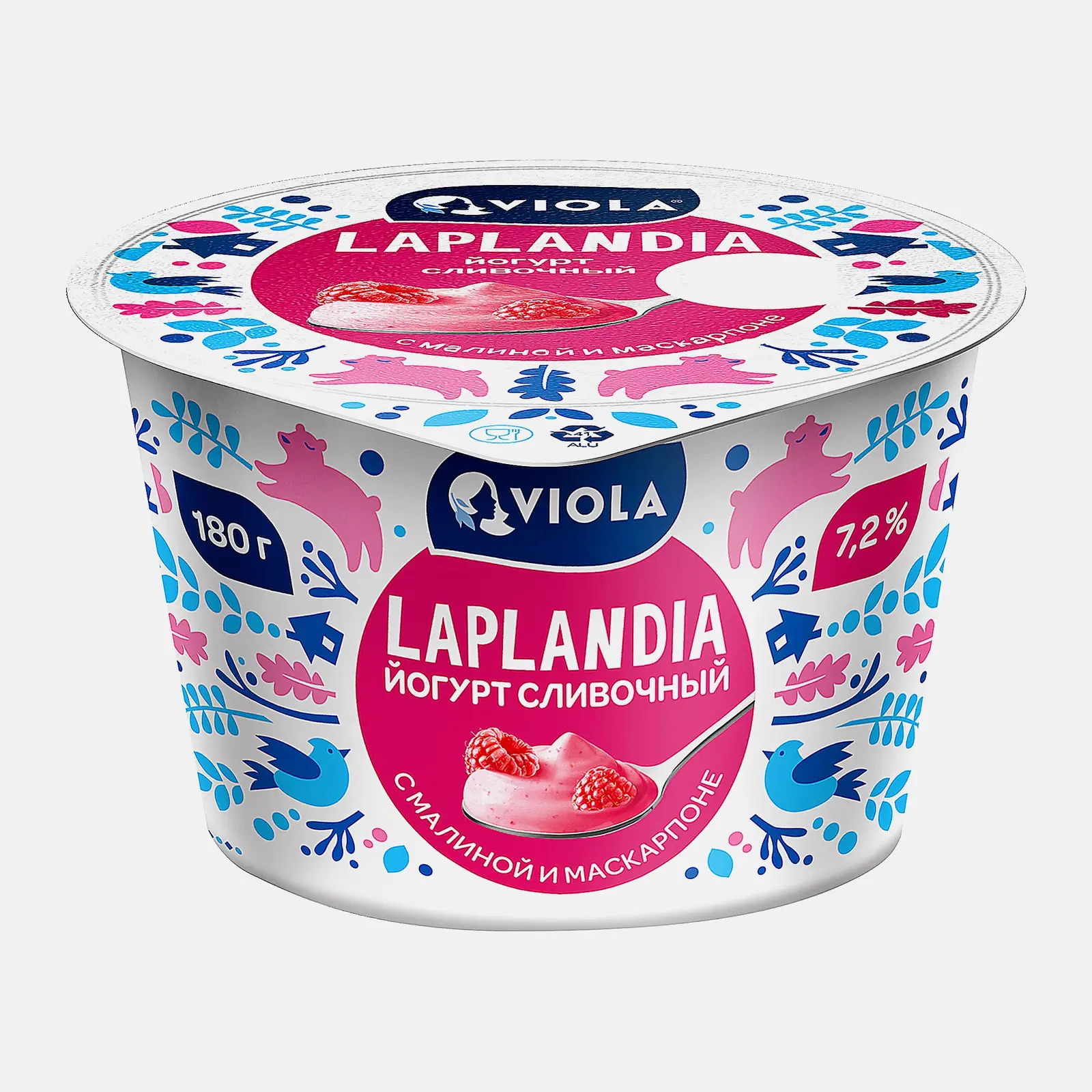 Йогурт Viola Laplandia с малиной и сыром Маскарпоне 7.2% 180г Йогурт Viola Laplandia с малиной и сыром Маскарпоне 7.2% 180г