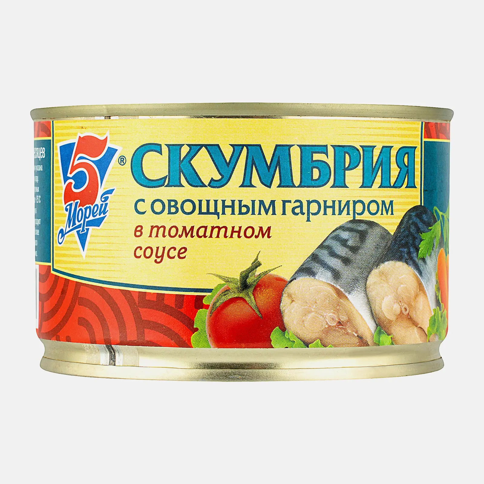 Изображение товара Скумбрия 5 Морей в томатном соусе с овощами 250г
