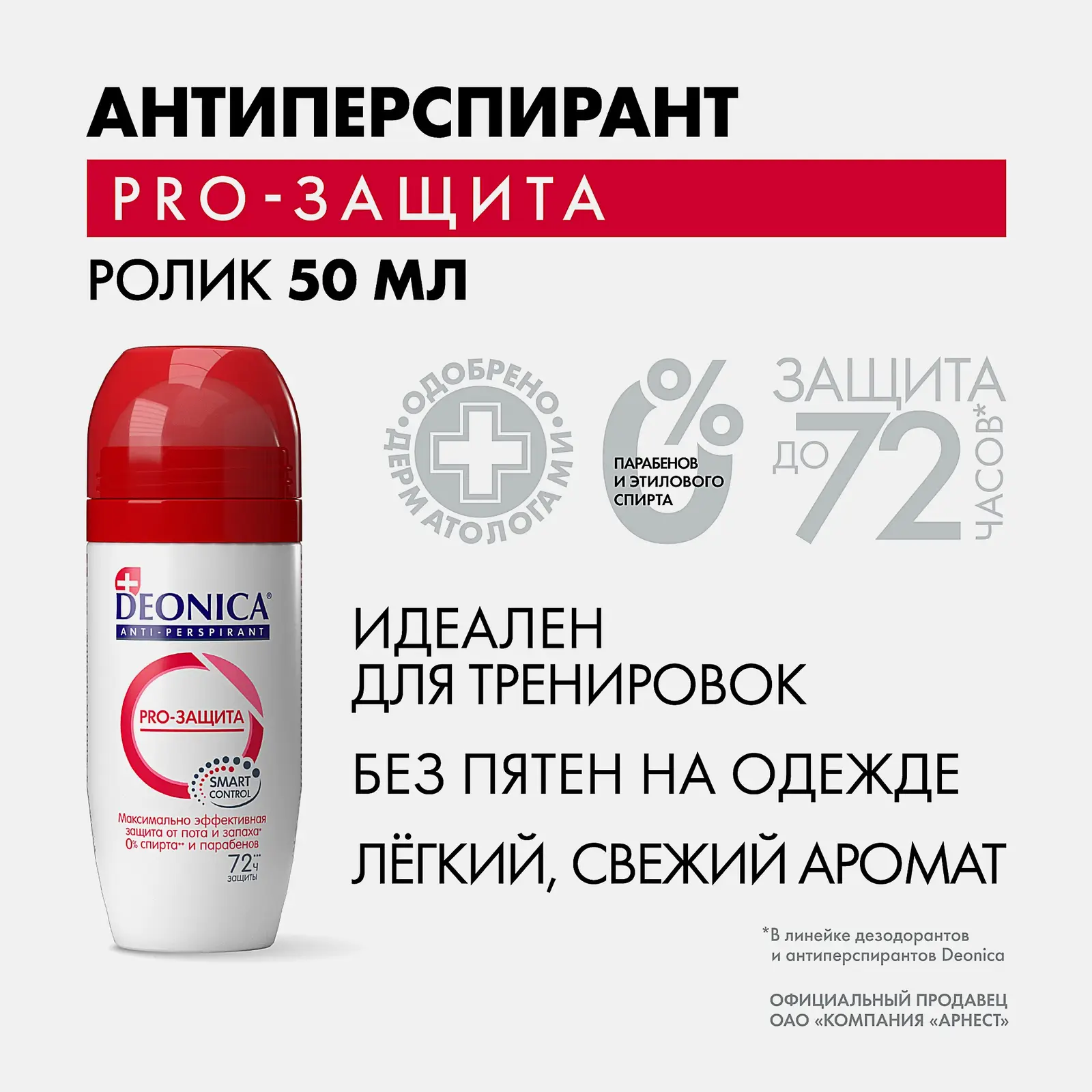 Женский дезодорант антиперспирант Pro-Защита шариковый Deonica 50мл