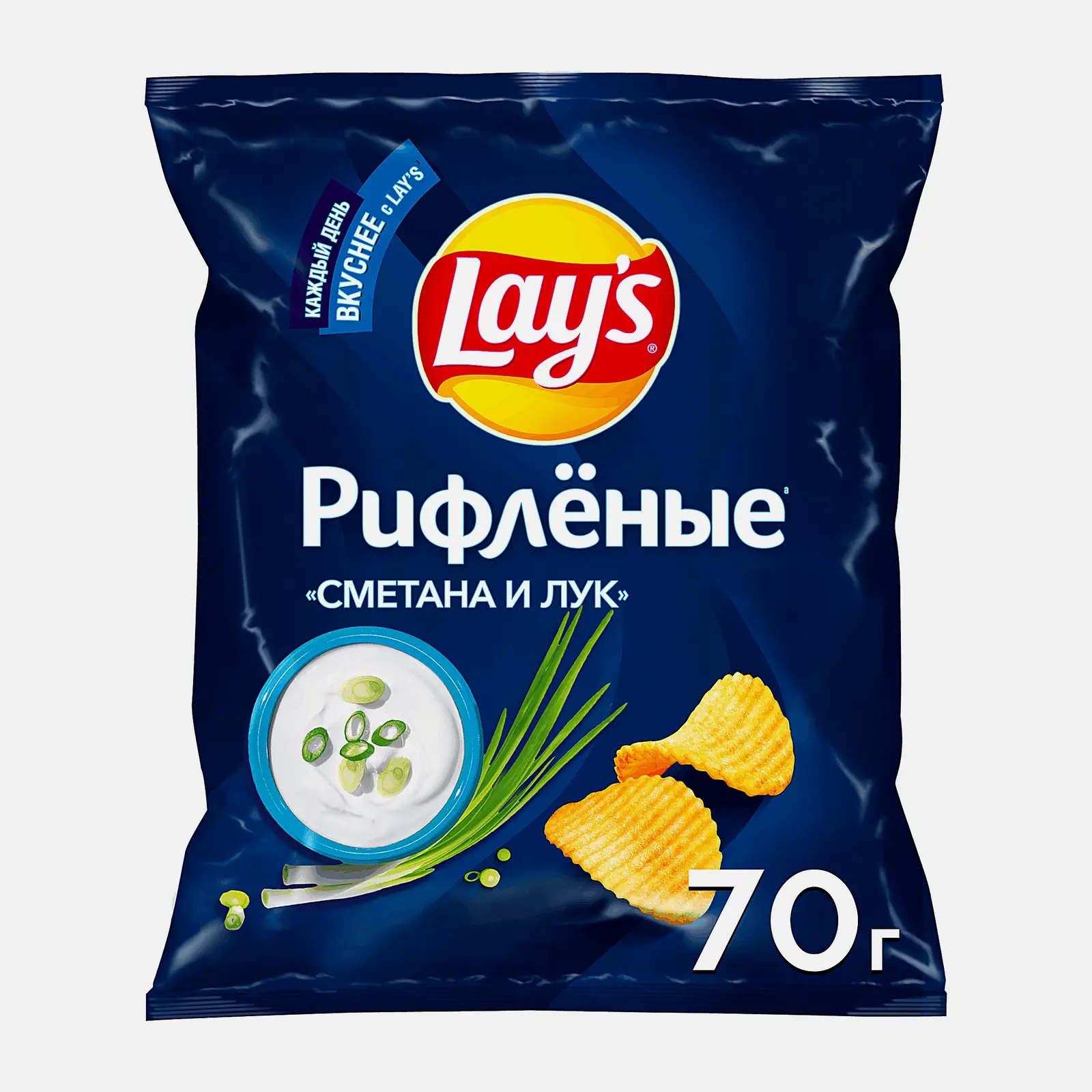 Чипсы Lays Рифлёные Сметана и лук 70г