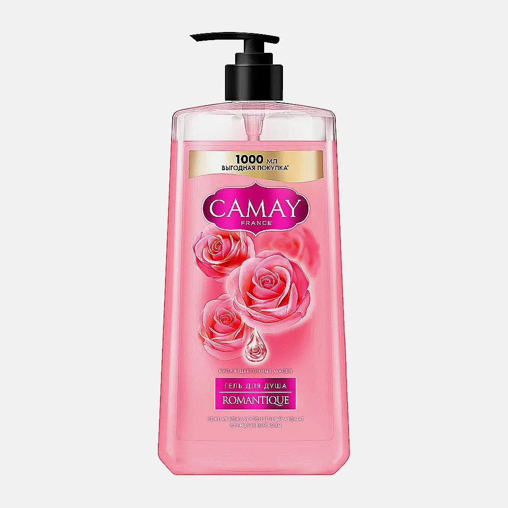 Гель для душа с ароматом французской розы Romantique Camay 1л