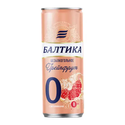 Пивной напиток Балтика №0 Грейпфрут Безалкогольное с витаминами 0.5% 330мл