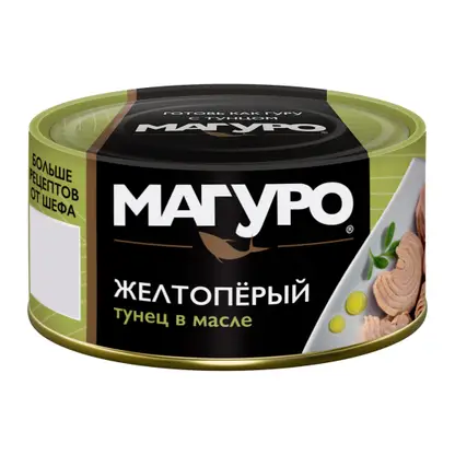 Изображение товара Тунец желтоперый Магуро в масле 170г - фарш, кусочки, консервированный Изображение товара Тунец желтоперый Магуро в масле 170г - фарш, кусочки, консервированный