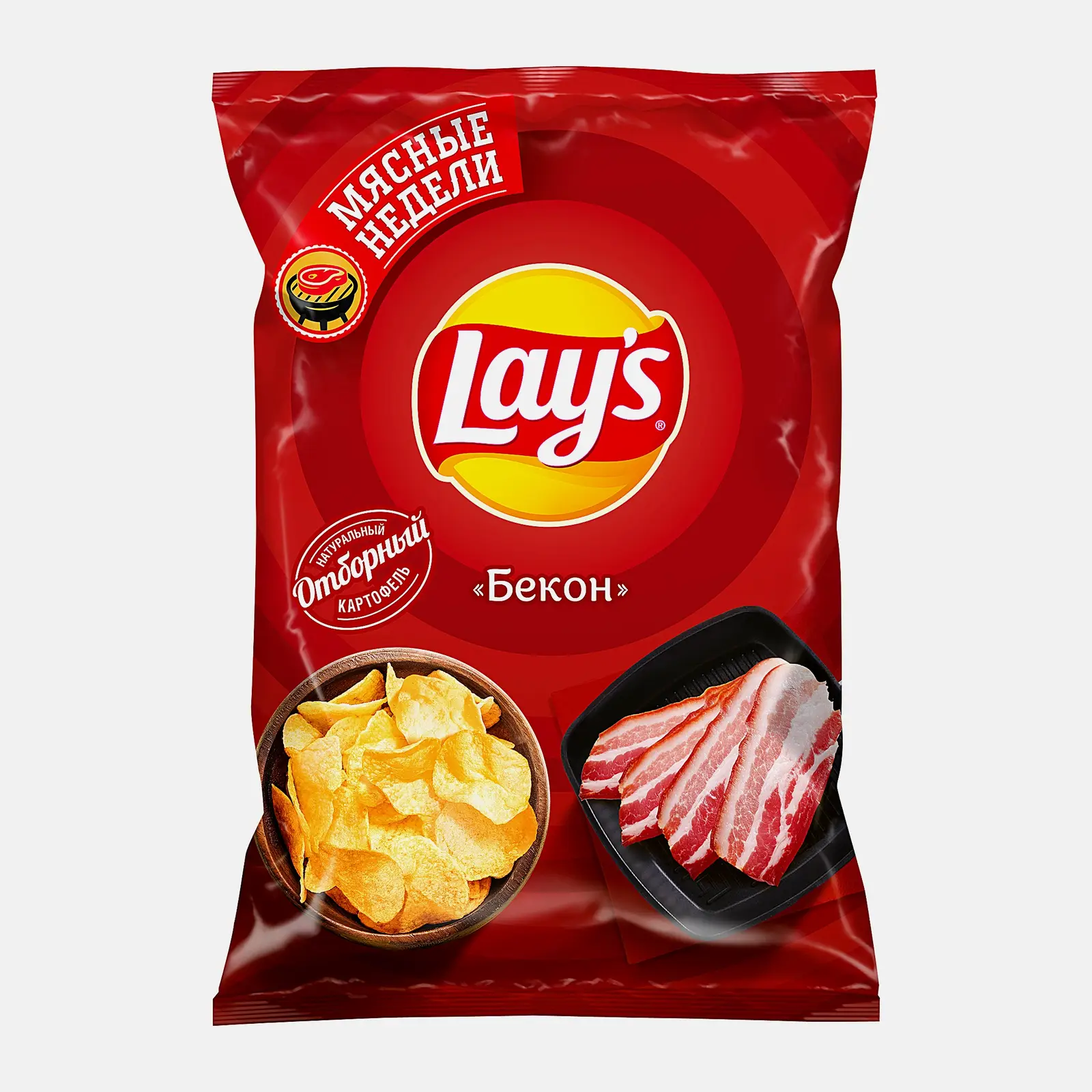 Изображение товара Чипсы Lays картофельные Бекон 140г - хрустящий снек с насыщенным вкусом