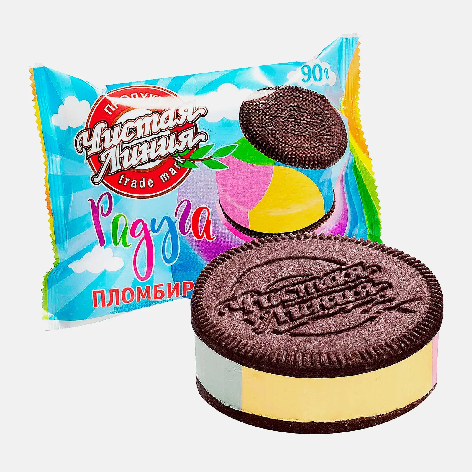 Мороженое Чистая Линия Радуга Пломбир Ванильный 90г