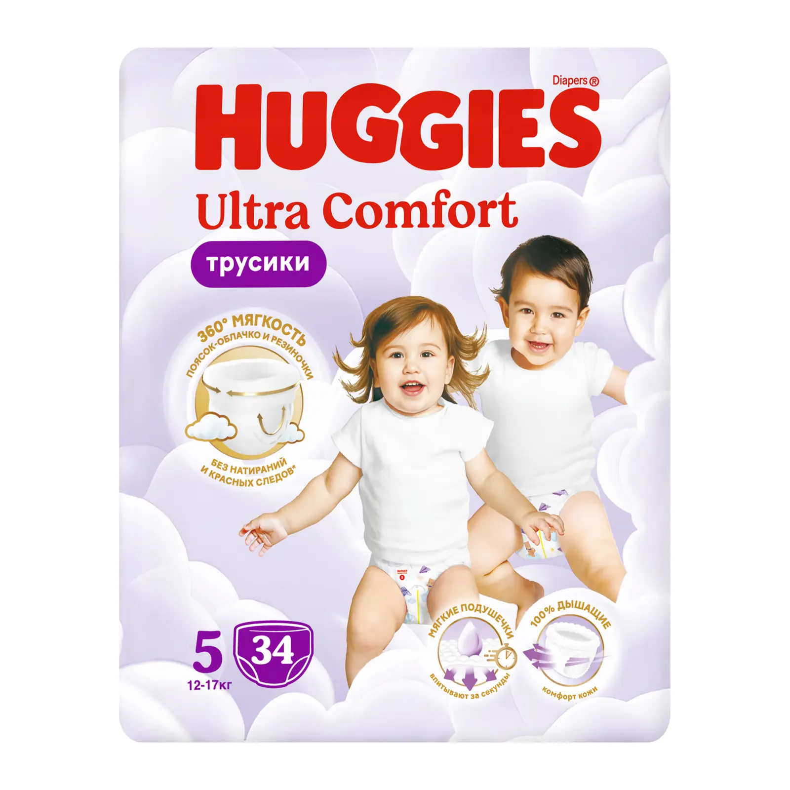 Изображение товара Трусики-подгузники Huggies размер 5, 34 шт, супертонкие, DryTouch