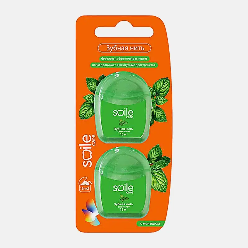 Нить для ухода за зубами Smile Care Е218-2 с ментолом 2шт