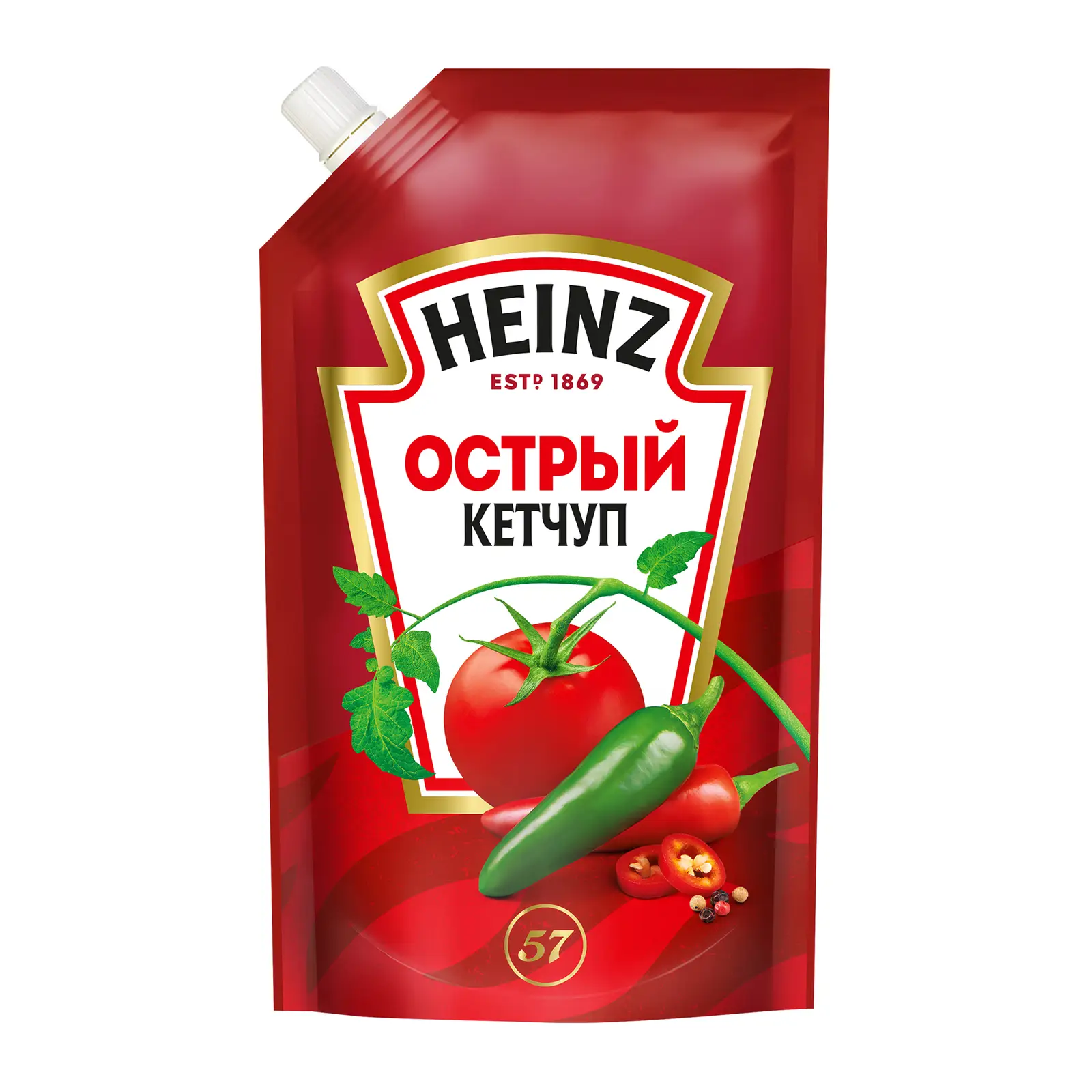 Изображение товара Кетчуп Острый Heinz 320 г натуральный соус без ГМО и консервантов