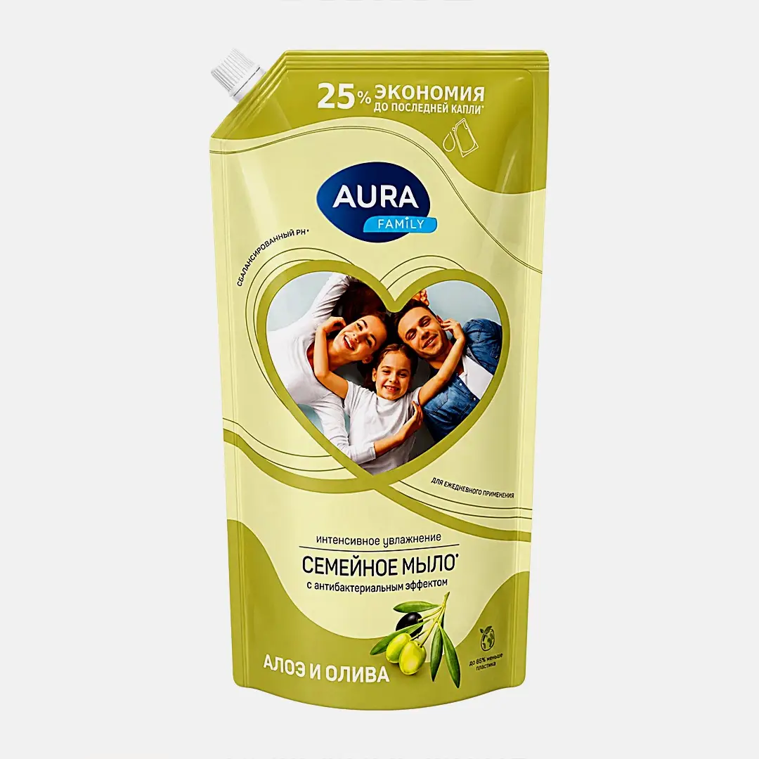 Жидкое мыло Aura Family с соком алоэ 1л