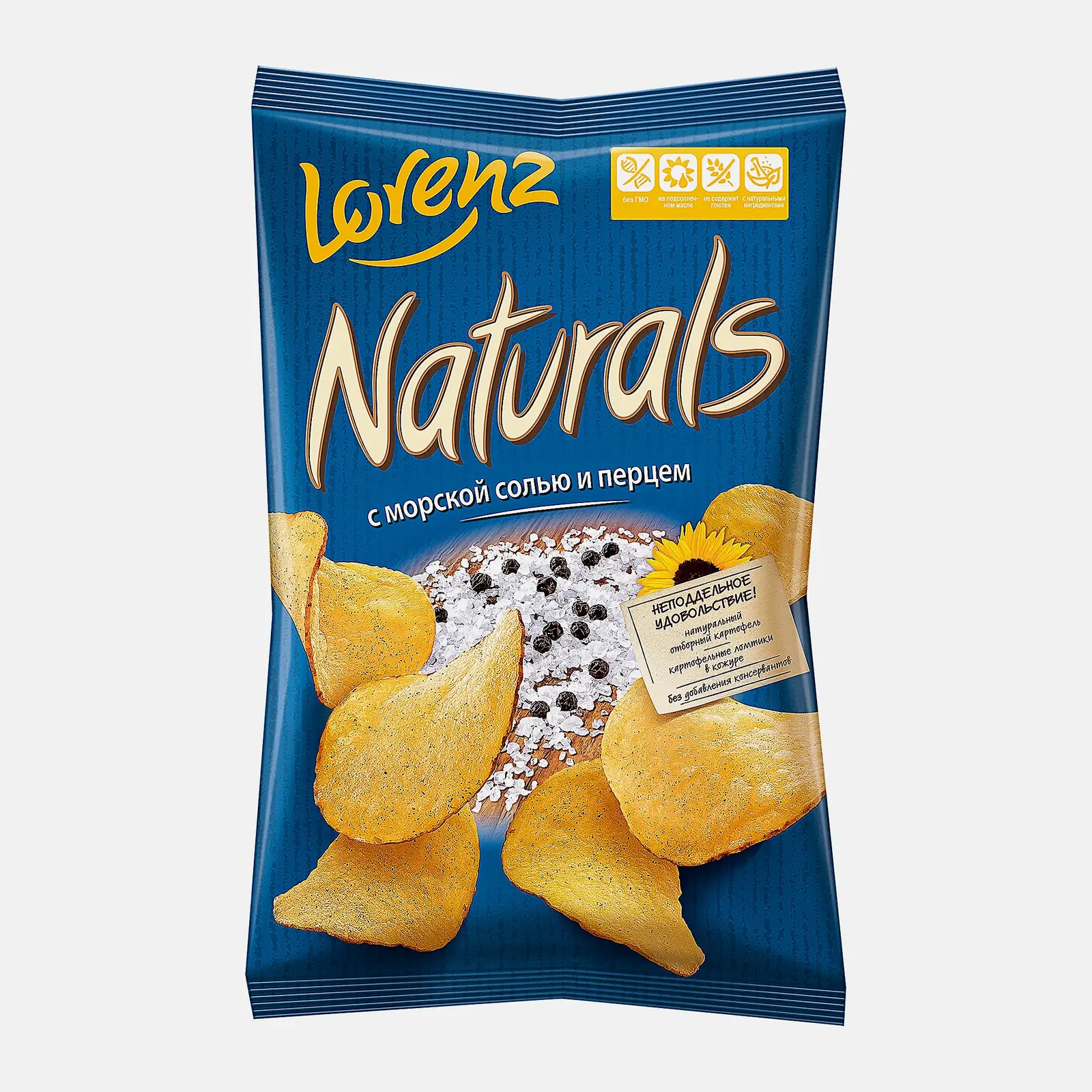 Изображение товара Картофельные чипсы Lorenz Naturals с морской солью и перцем 100г