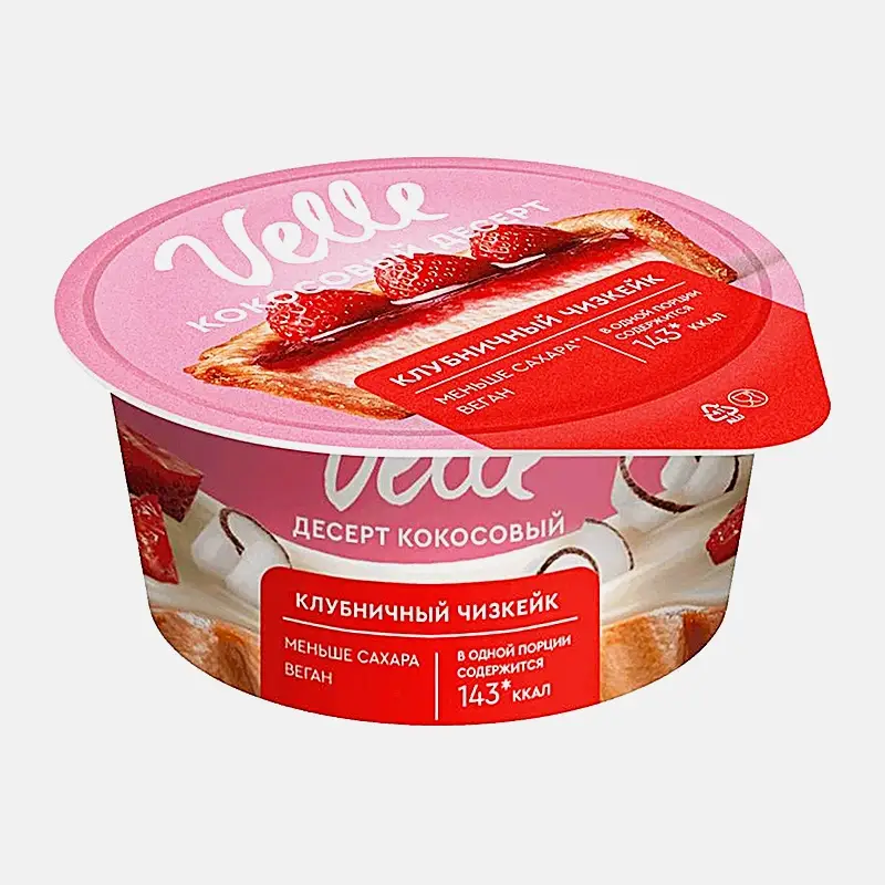 Изображение товара Десерт Velle Кокосовый клубничный чизкейк 0.13 кг