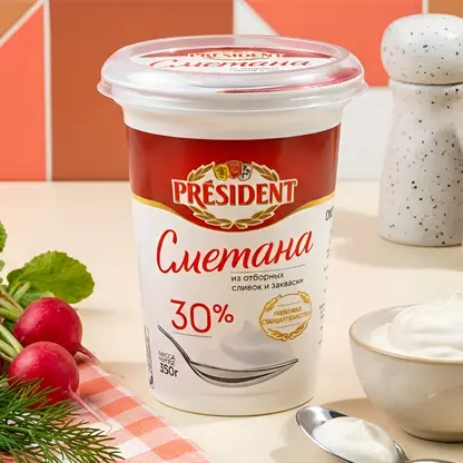 Изображение товара Сметана President 30% 350г