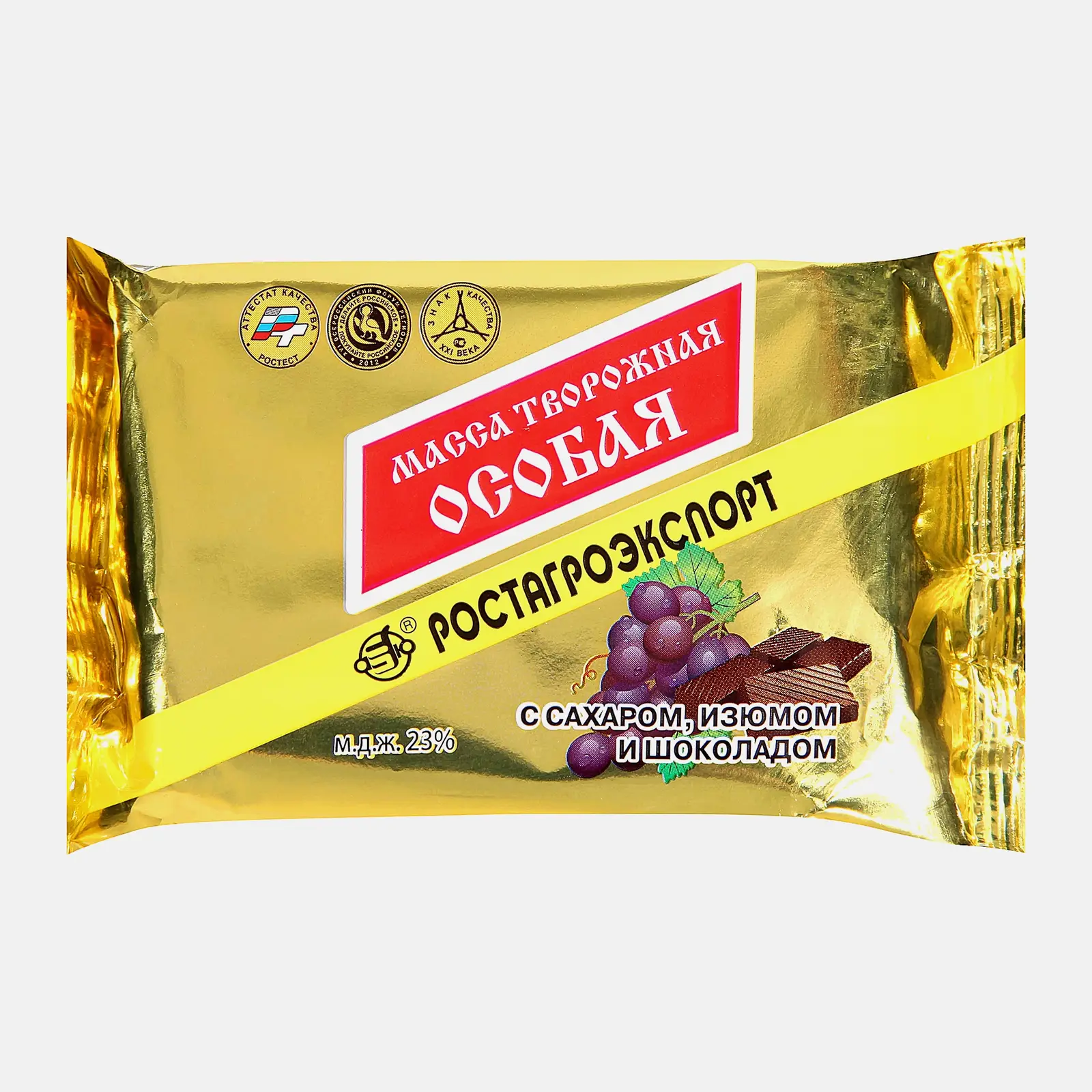 Изображение товара Масса творожная Ростагроккомплекс Особая с изюмом и шоколадом 180г