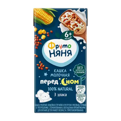 Изображение товара Молочно-злаковая каша с 6 месяцев Фрутоняня 200 мл для спокойного сна ребенка