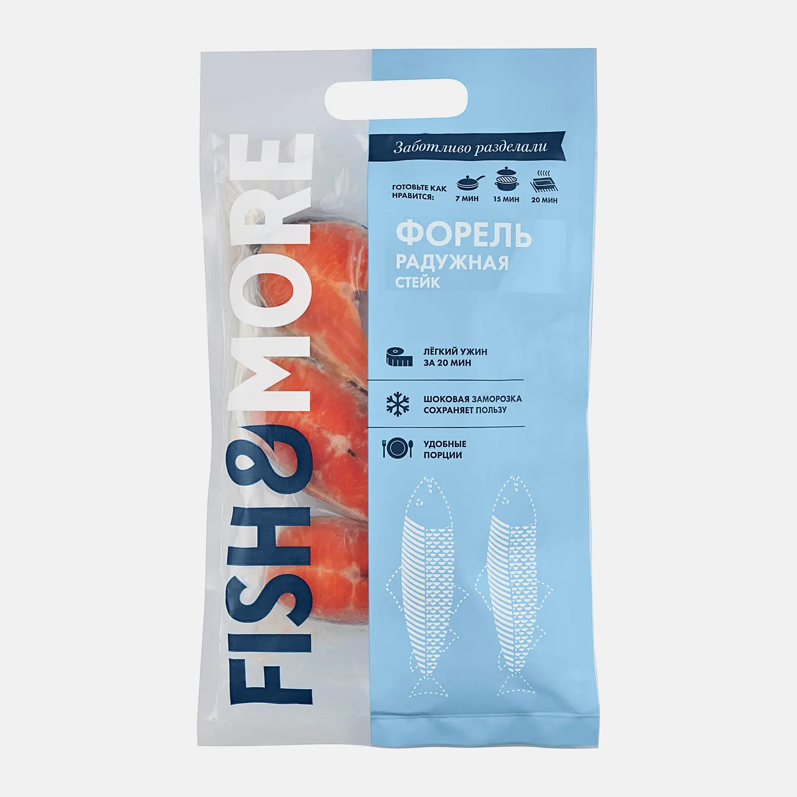 Стейк из радужной форели на коже замороженный Fish&More 500г