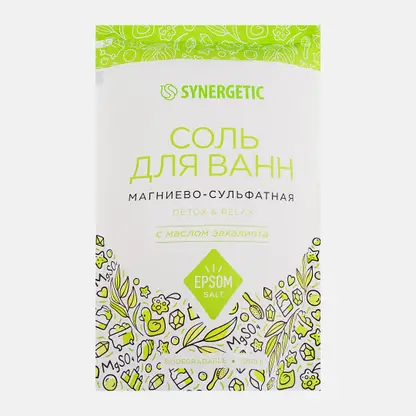 Морская соль для ванн с маслом эвкалипта Synergetic 1кг