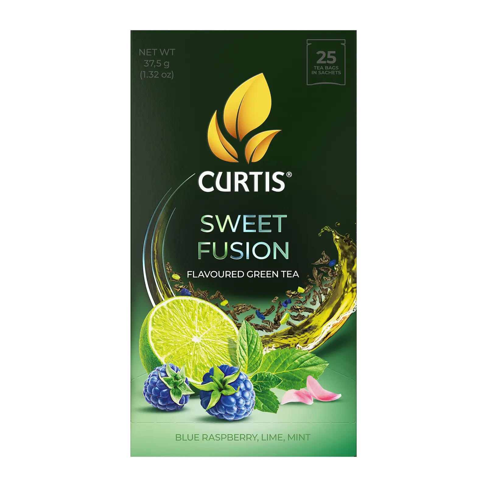 Изображение товара Зеленый чай Curtis Sweet Fusion с ароматами лайма, мяты и малины 25 пакетов