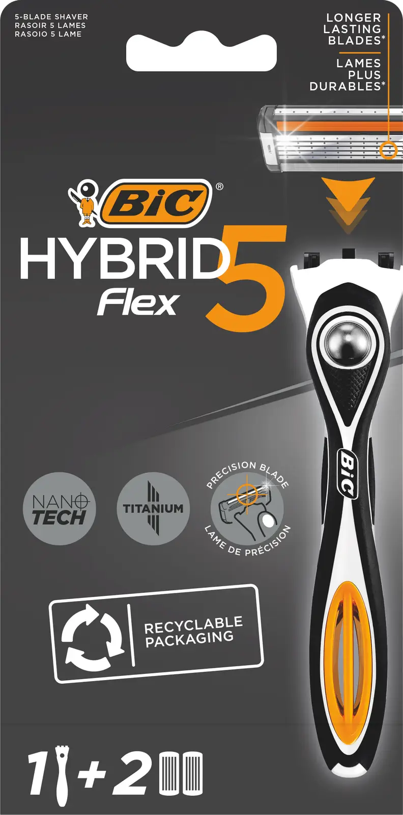 Бритва Bic Flex 5 Hybrid с 2 кассетами