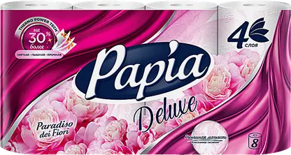 Туалетная бумага Papia Deluxe Paradiso Fiori 4 слоя 8 рулонов