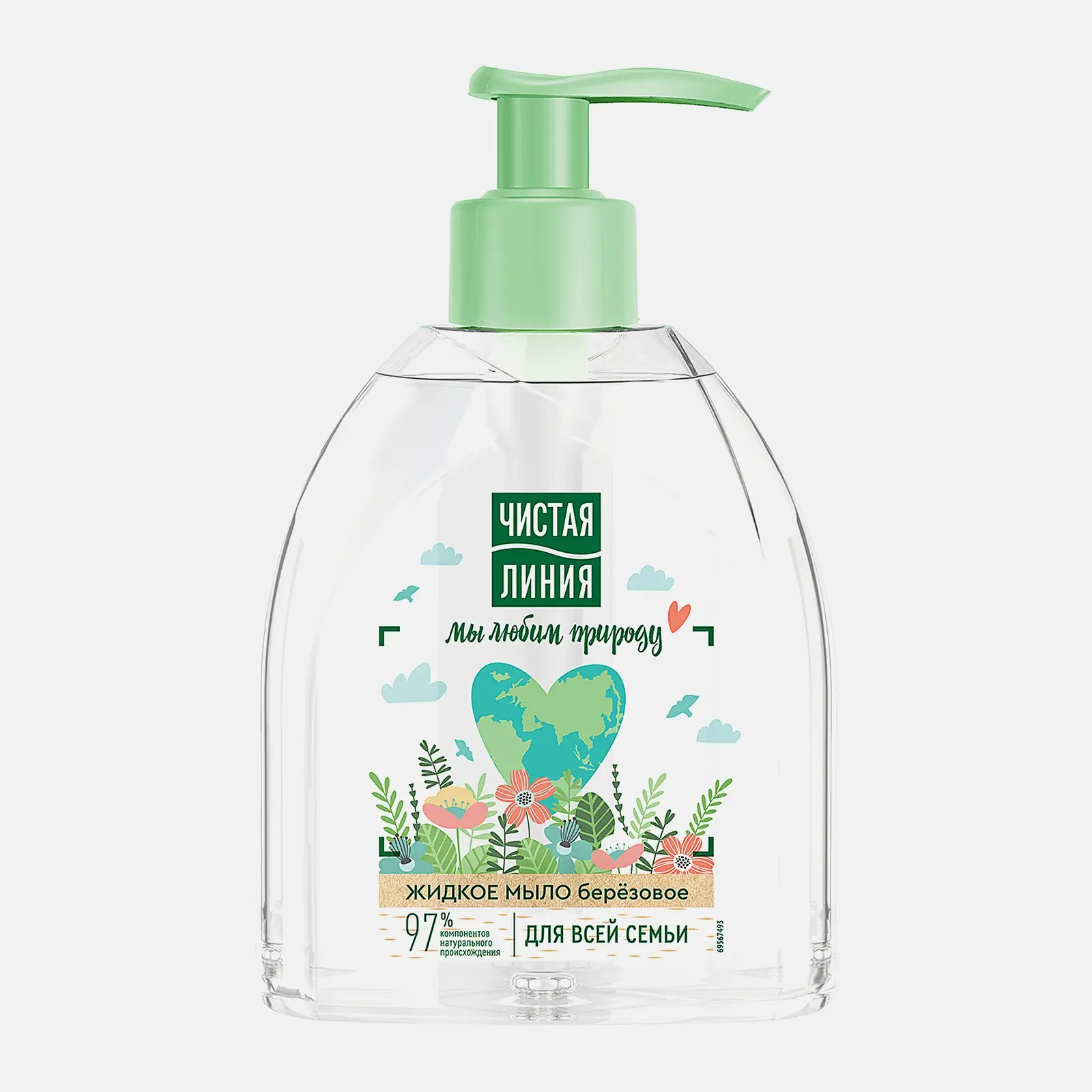 Березовое жидкое мыло для всей семьи Чистая линия 520мл