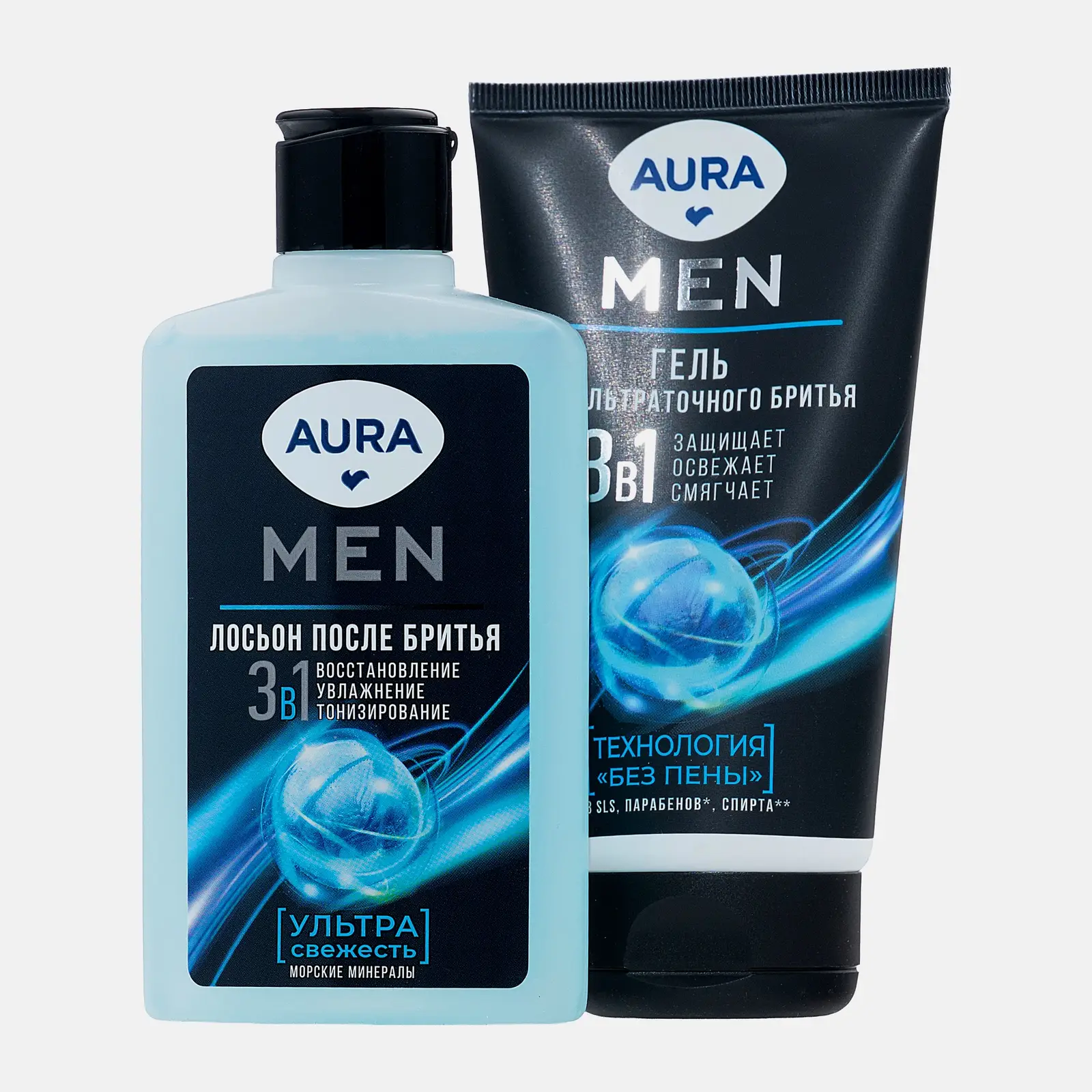 Подарочный набор для бритья Aura Men Гель 150мл + Лосьон после бритья 100мл в ассортименте