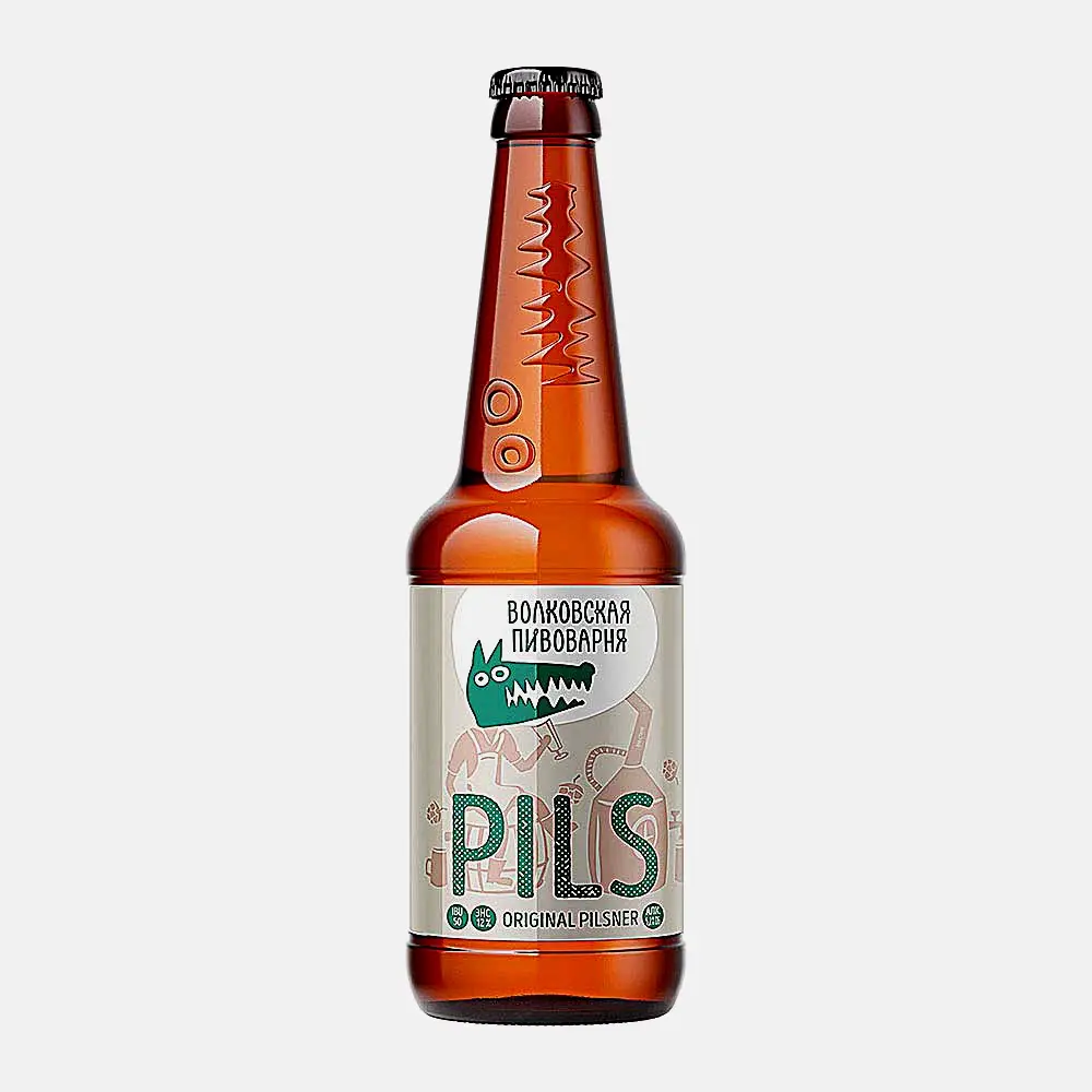 Светлое пиво фильтрованное пастеризованное Волковская пивоварня Pils 5.2% 450мл