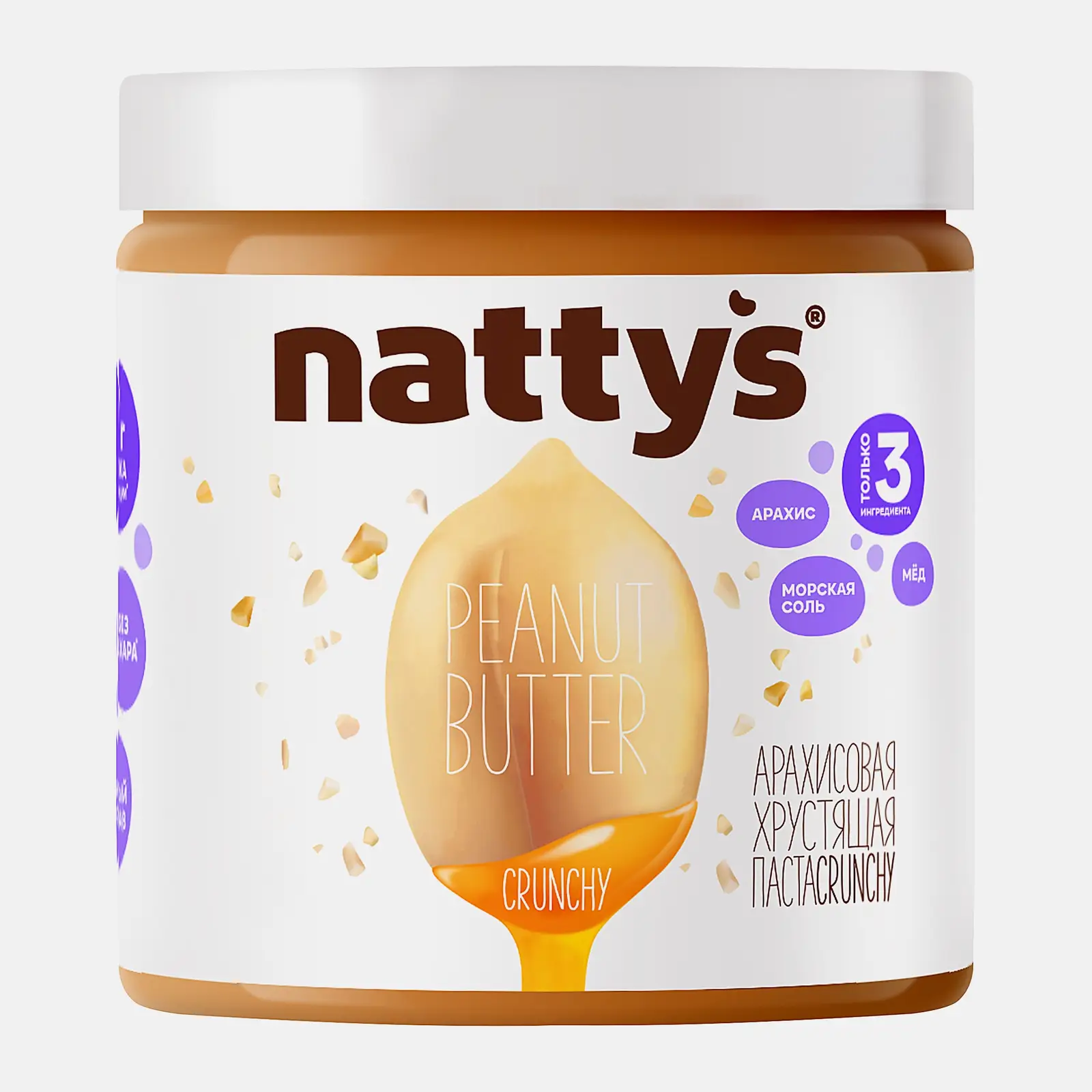 Изображение товара Nattys Crunchy арахисовая паста с мёдом 200 г