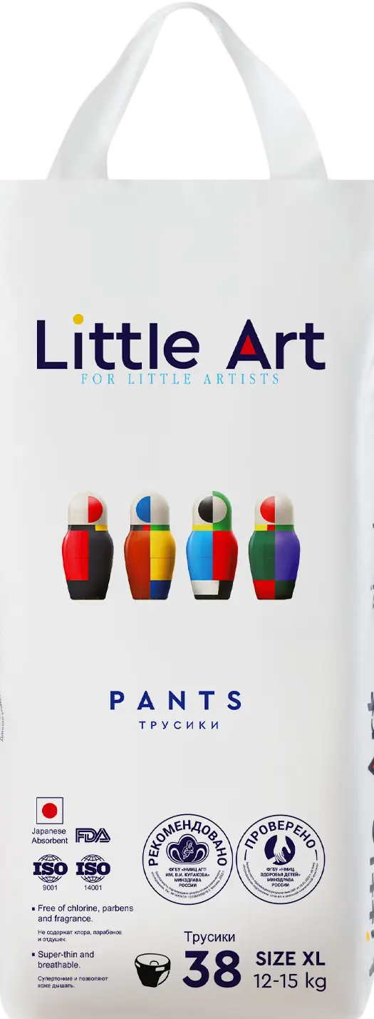 Подгузники-трусики Little Art детские р.XL 12-15кг 38шт