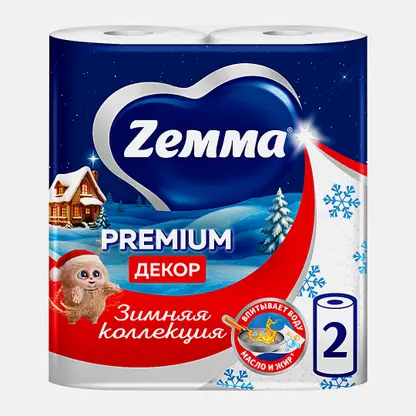 Бумажные полотенца Премиум декор Zemma 2 рулона 2 слоя