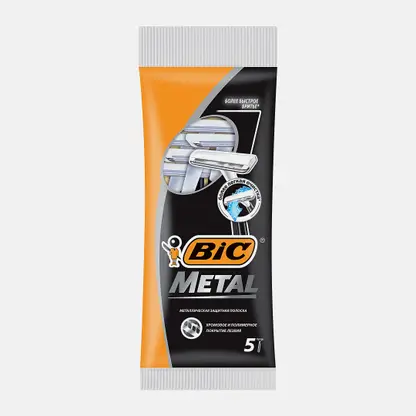 Бритва мужская BIC Metal одноразовая 1 лезвие защитная металлическая полоска 5шт