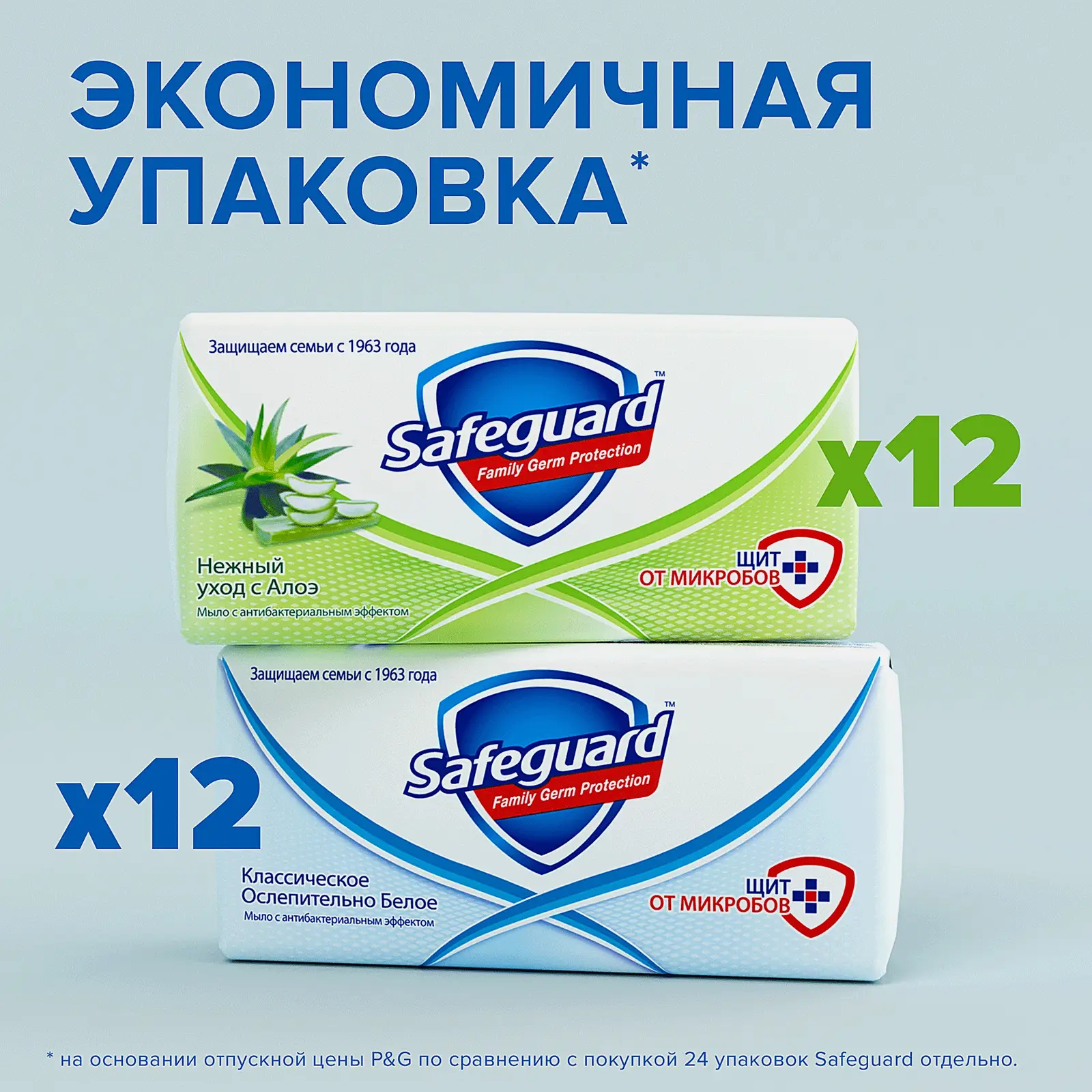 Мыло Safeguard классическое/алоэ/антибактериальное 90г в ассортименте