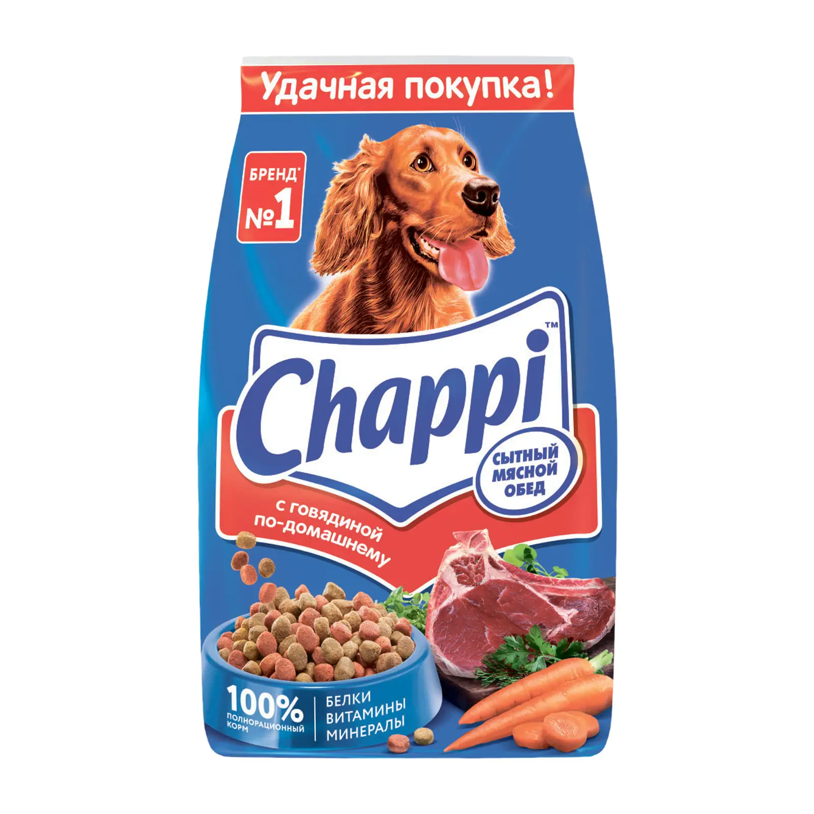 Сухой корм для собак Chappi Сытный мясной обед с говядиной по-домашнему  2.5кг — в каталоге на сайте сети Магнит | Краснодар