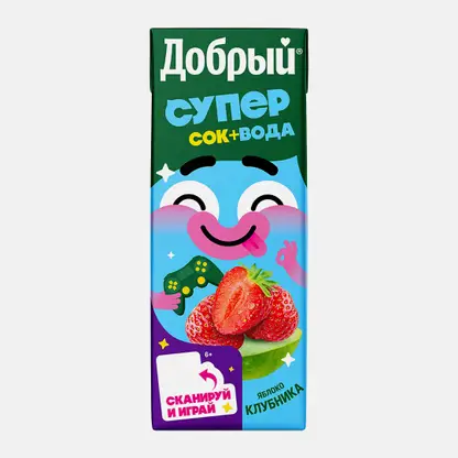 Напиток сокосодержащий Добрый Active Kid Яблоко-клубника 200мл