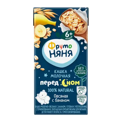 Изображение товара Молочно-овсяная каша с бананом с 6 месяцев Фрутоняня 200мл