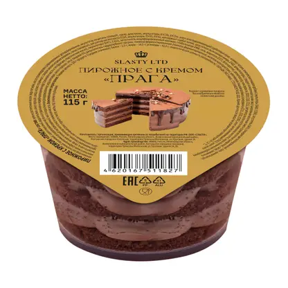 Изображение товара Пирожное с кремом Прага Сласти 115 г - вкусное и нежное кондитерское изделие