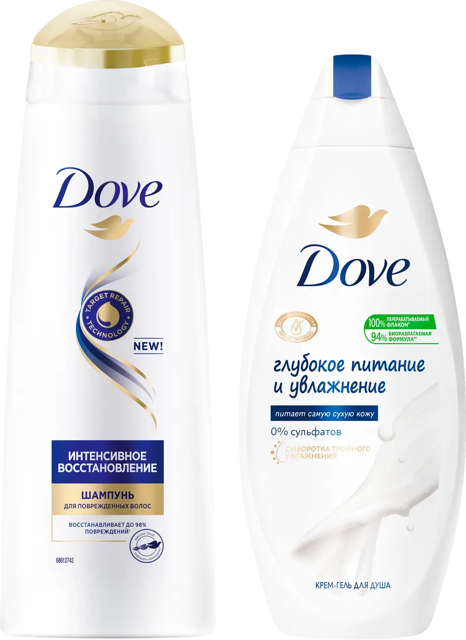 Подарочный набор Dove Красота и сияние Шампунь 250мл Гель для душа 250мл