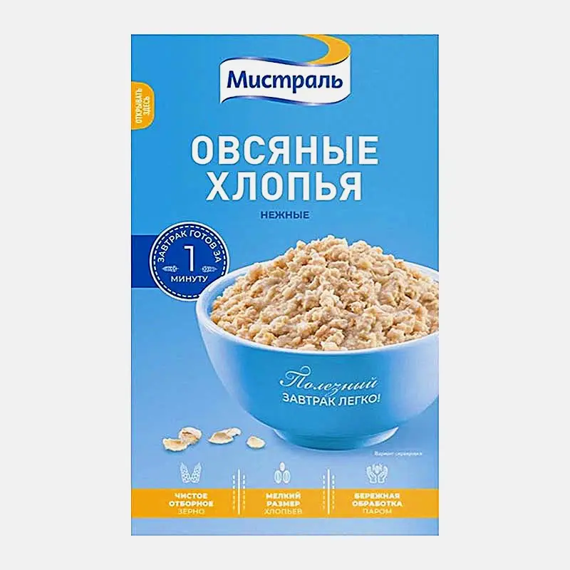 Хлопья Нежные овсяные Мистраль 400г