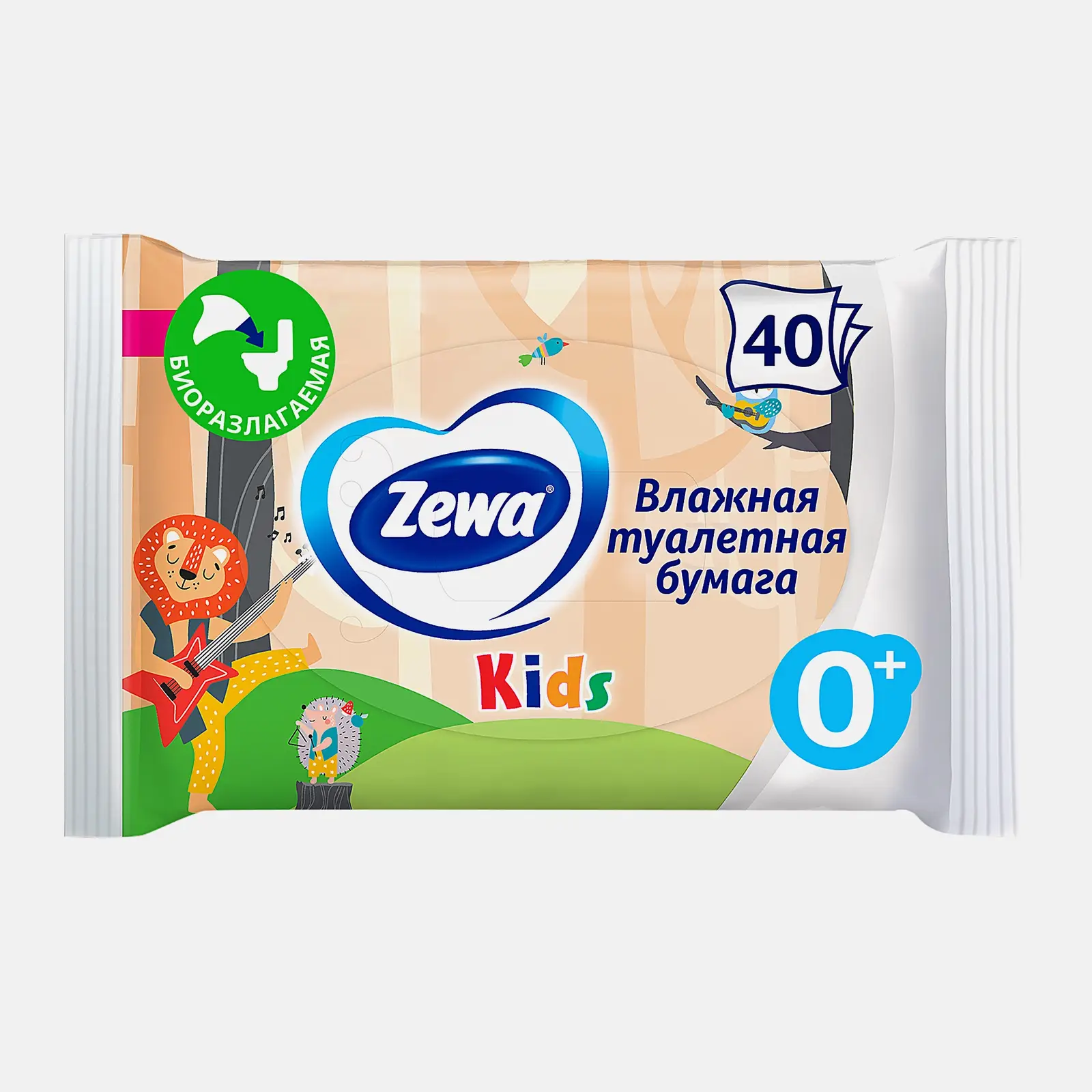 Влажная туалетная бумага Zewa Kids детская 40шт Влажная туалетная бумага Zewa Kids детская 40шт