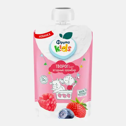 Творог детский со вкусом Ягодный пломбир с 6 месяцев Фрутоkids 4.2% 90г