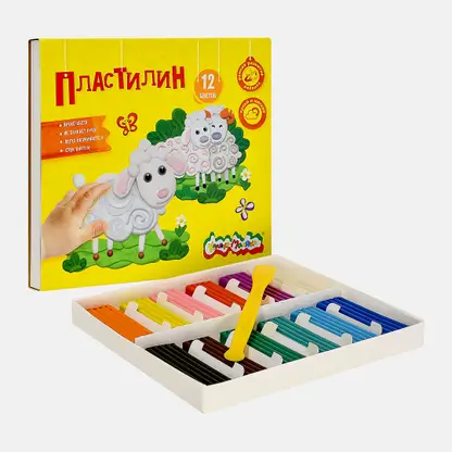 Пластилин Каляка-Маляка со стеком 12 цветов 180г