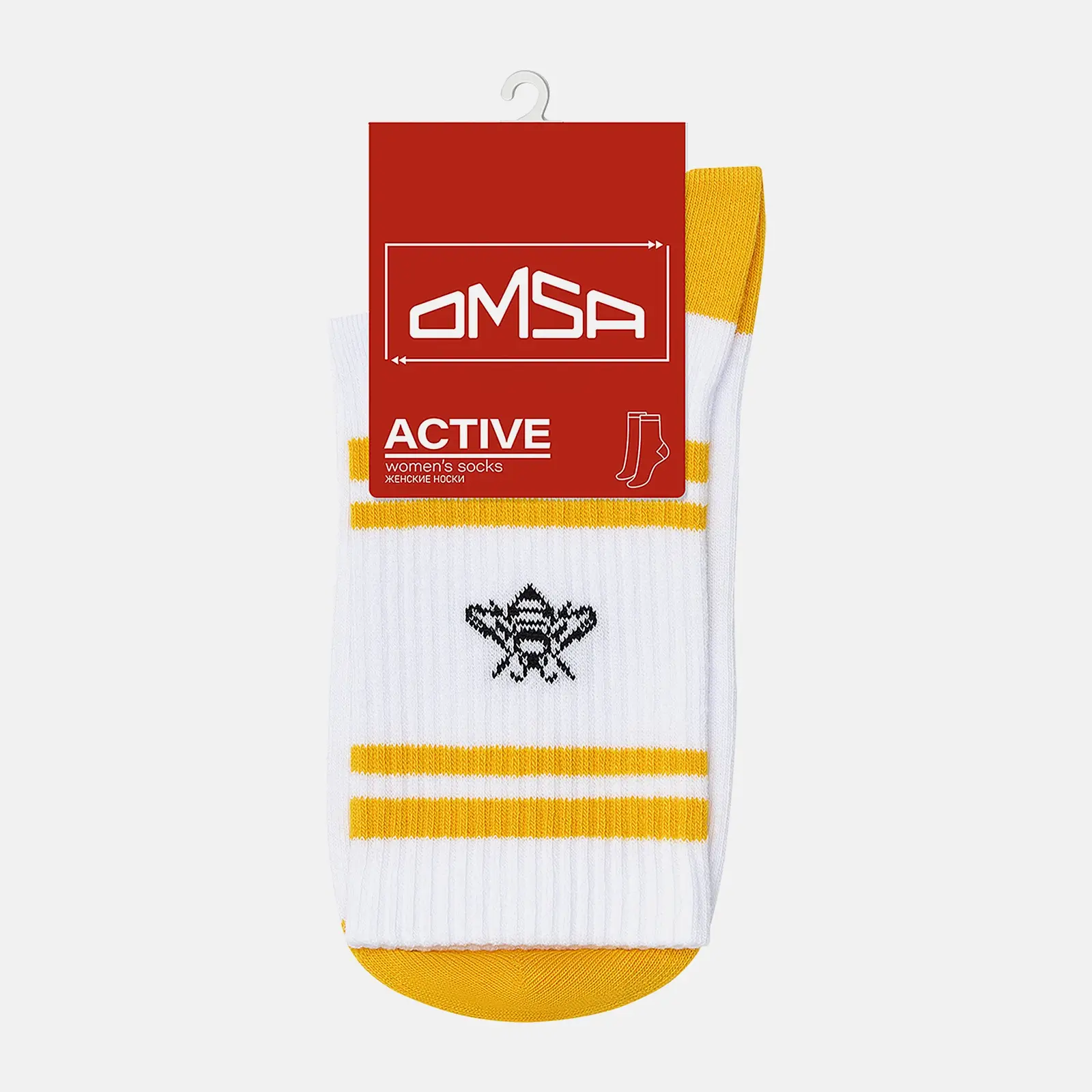 Женские носки х/б белый и жёлтый р.39-41 Active153 Omsa