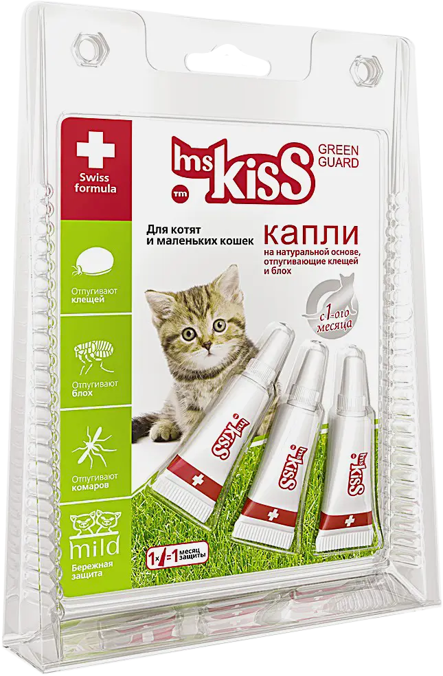 Капли Ms Kiss репеллентные для кошек/котят микс 2.5мл 3шт в ассортименте - фото 2