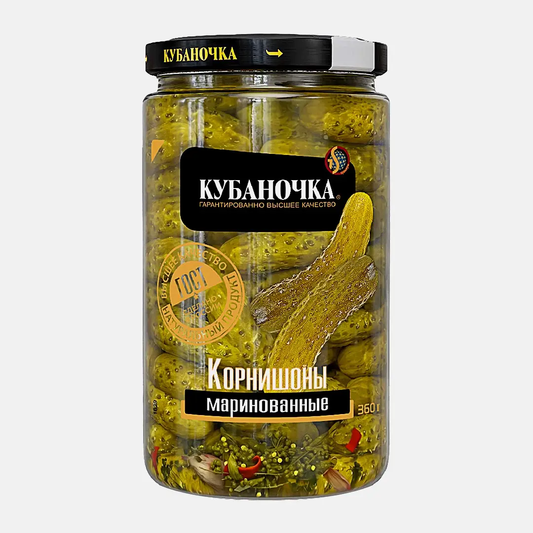 Огурцы маринованные корнишоны Кубаночка 360г