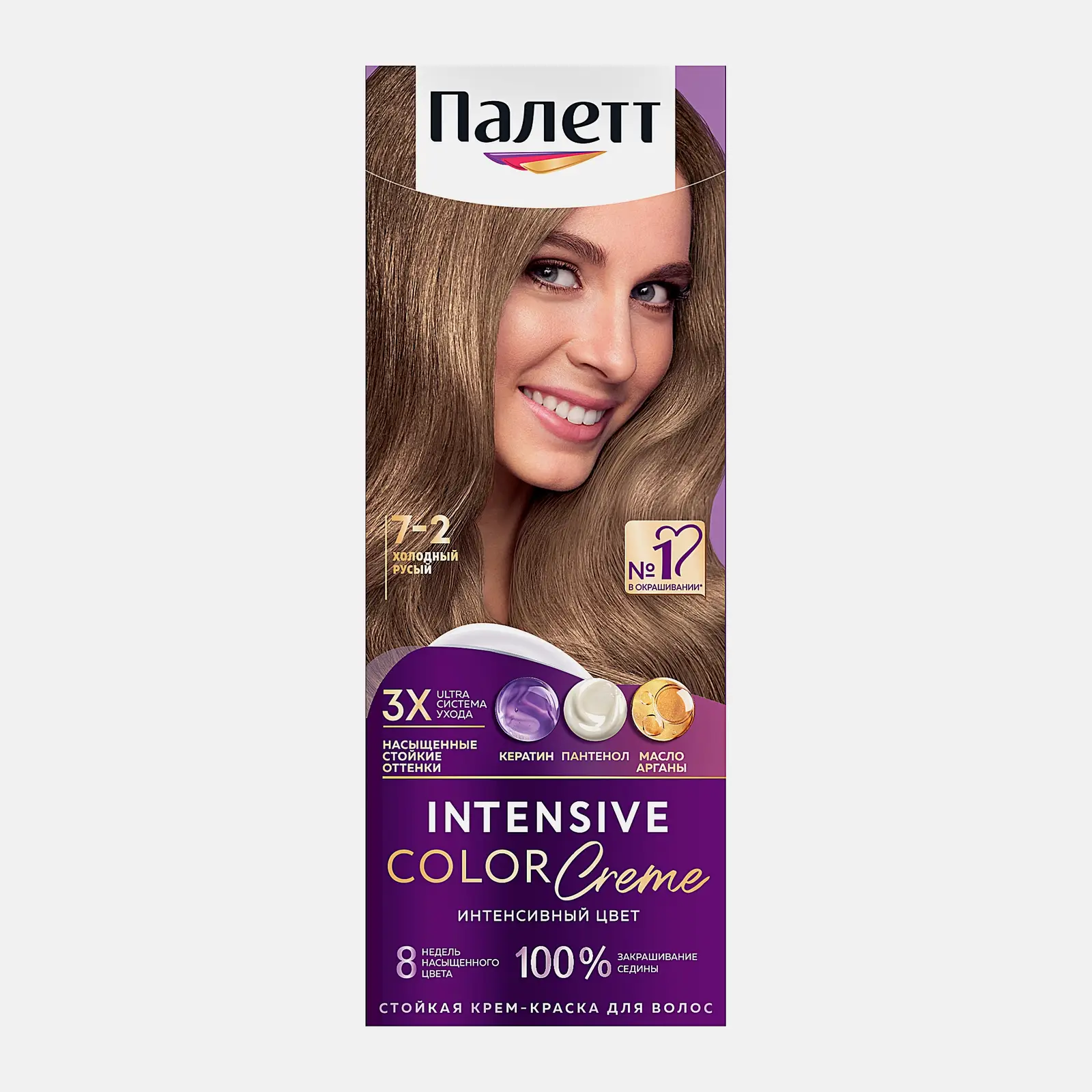Стойкая крем-краска для волос Палетт Интенсивный цвет 7-2 Холодный русый