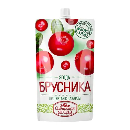 Изображение товара Брусника Сибирская ягода протертая с сахаром 280г