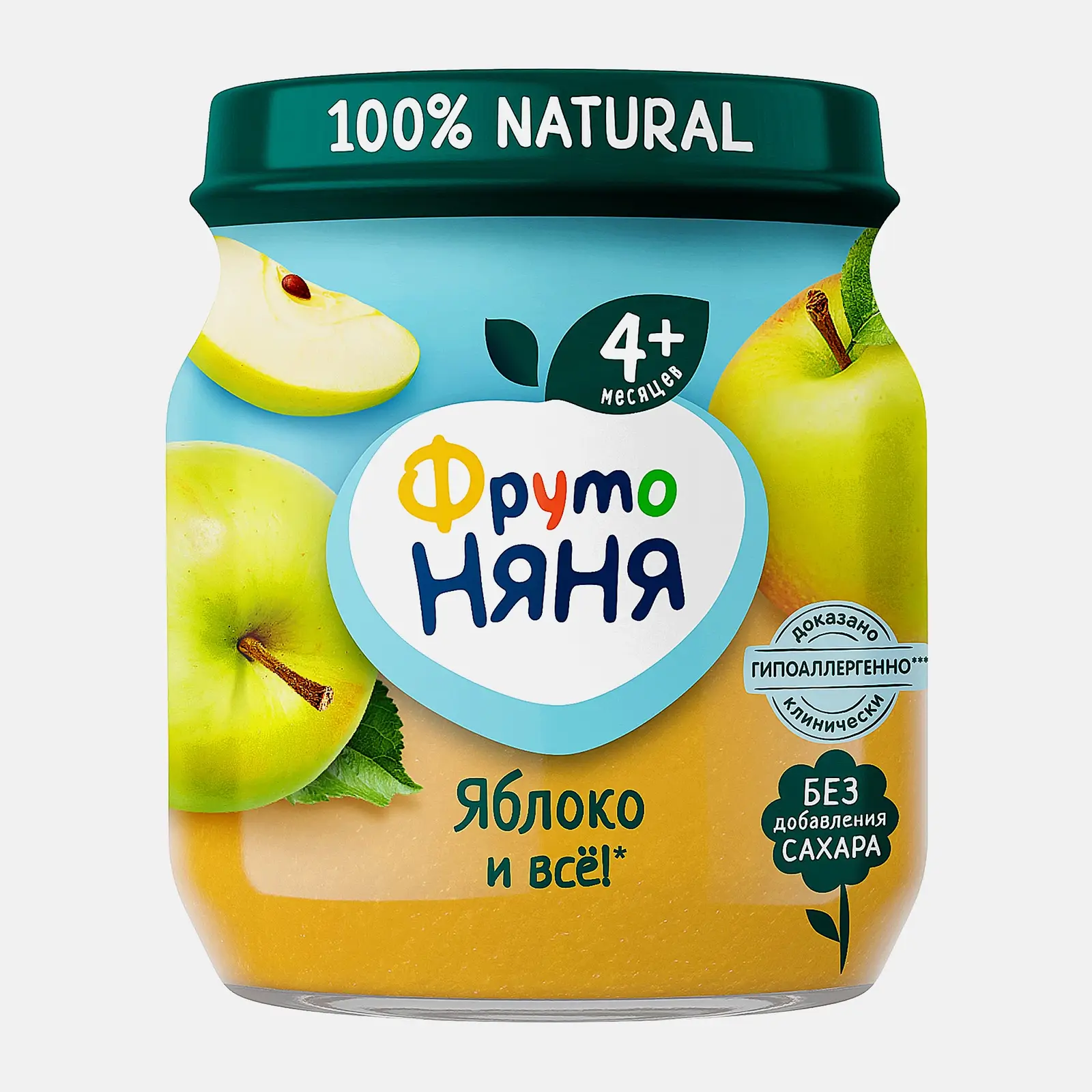 Изображение товара Яблочное пюре для малышей с 4 месяцев Фрутоняня 100 г натуральное без сахара
